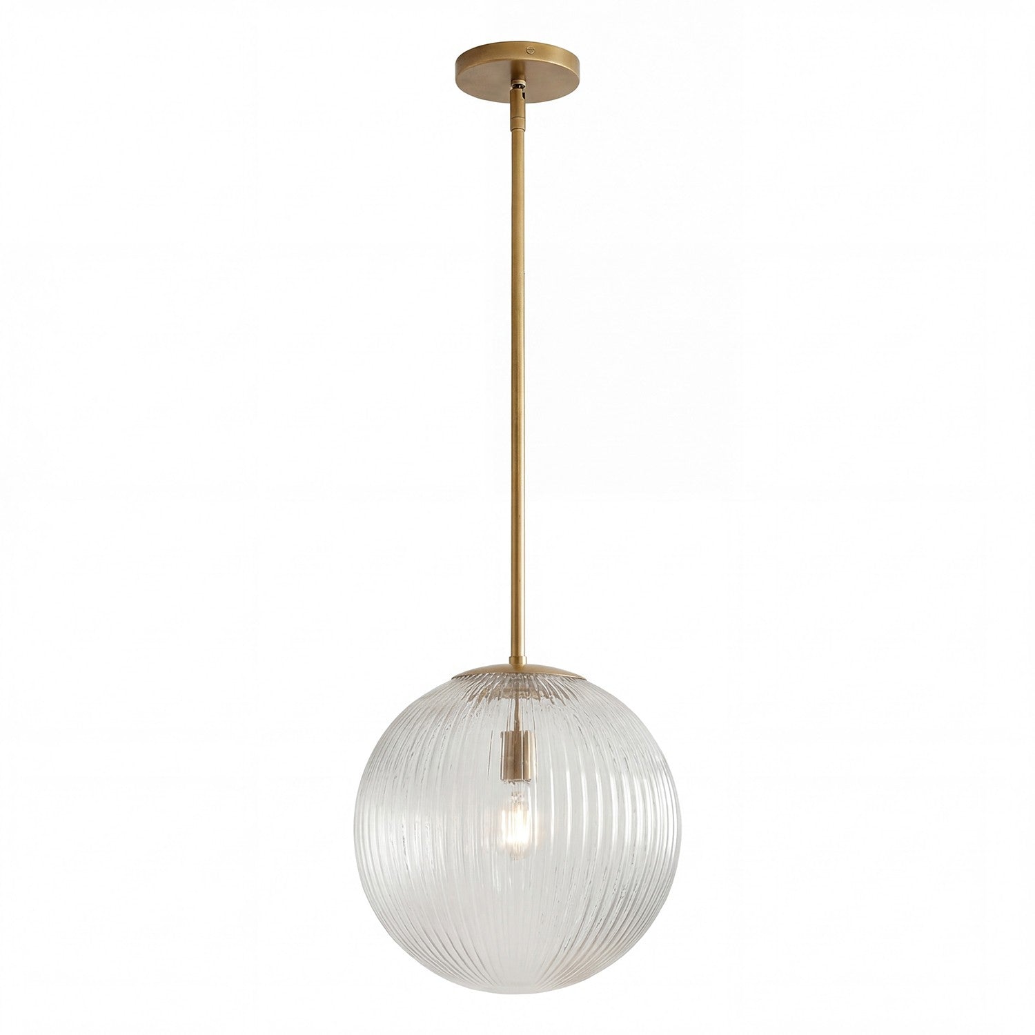 Alain Farmhouse Cooper Ribbed Glass Pendant Light