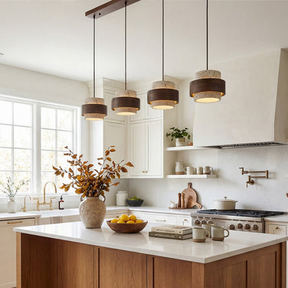 Timothy Wabi Sabi Cylindrical Travertine Pendant Light