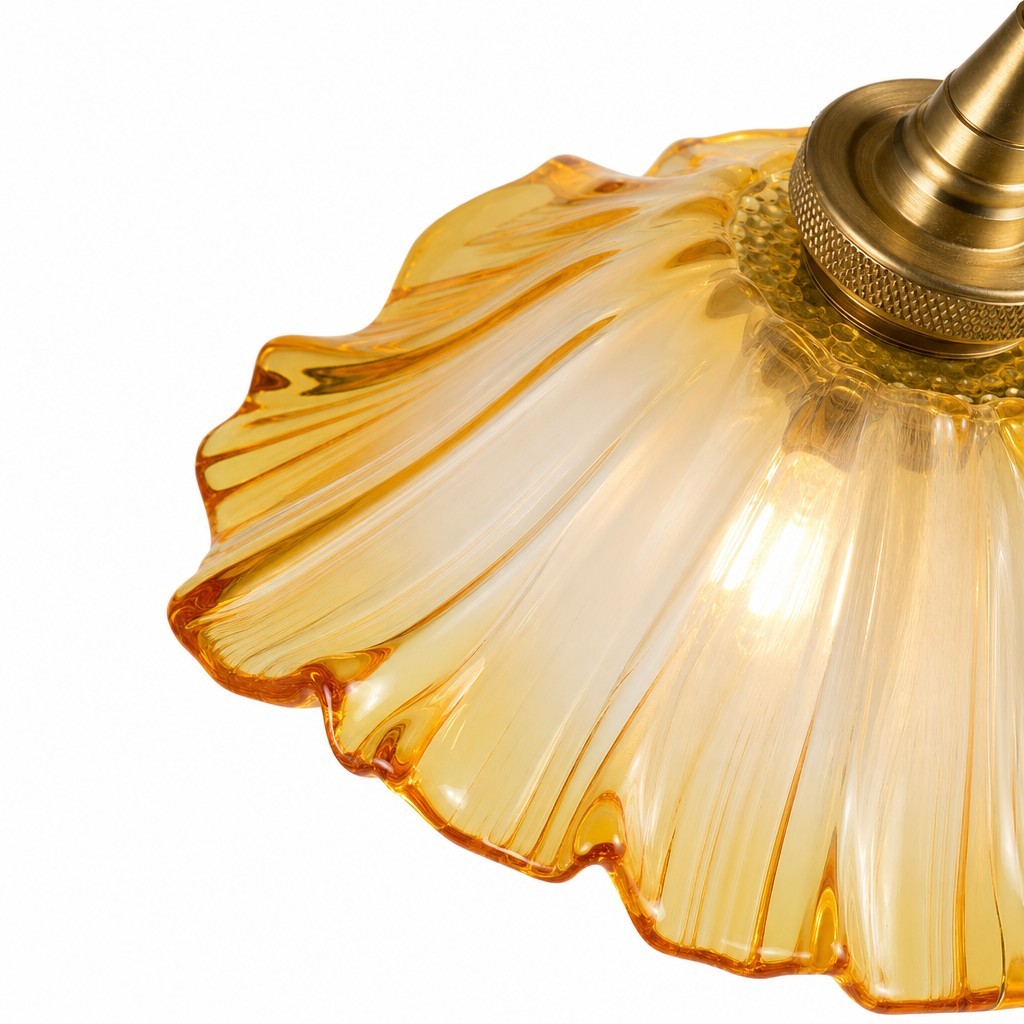Brion Yellow Glass Flower Single Pendant Light