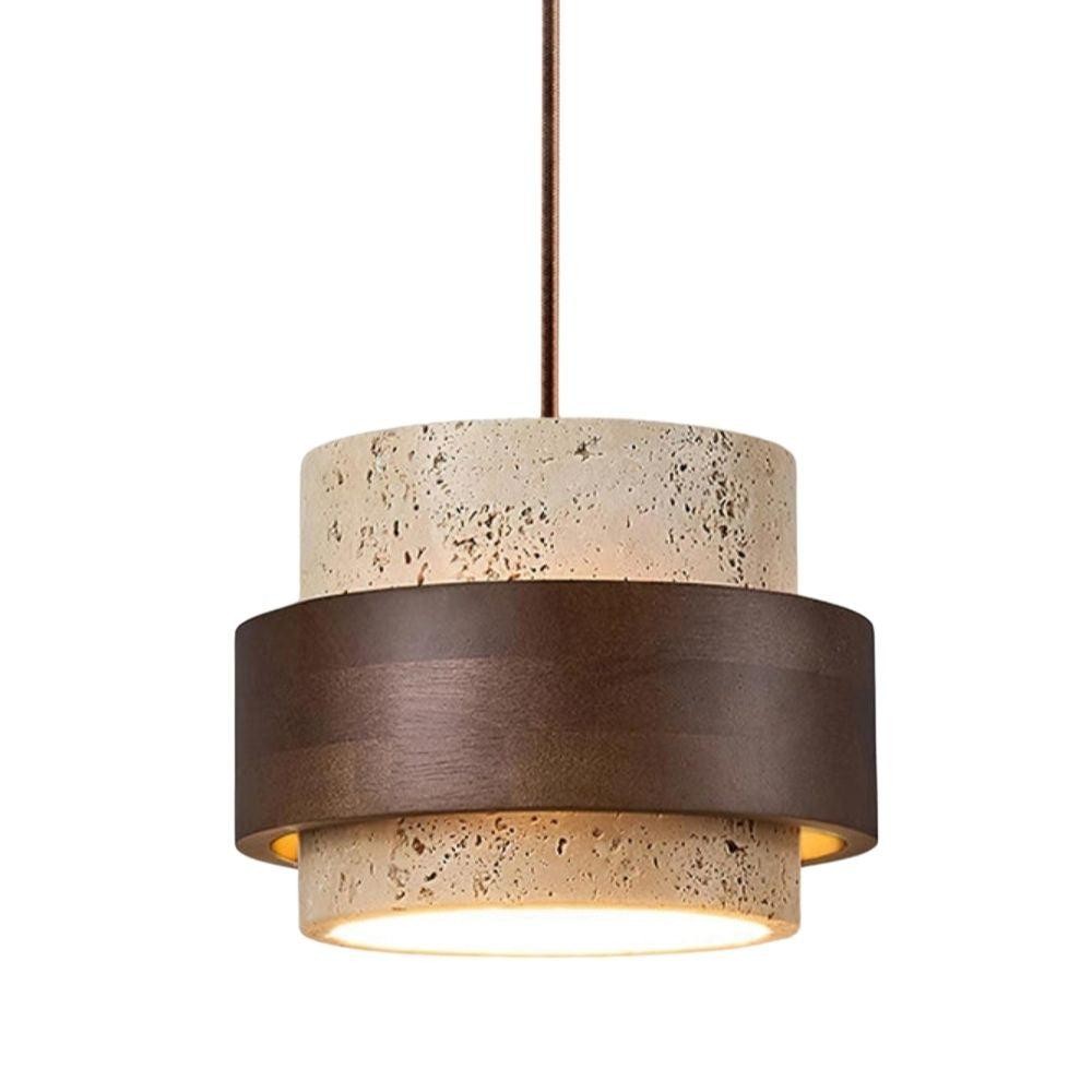 Timothy Wabi Sabi Cylindrical Travertine Pendant Light