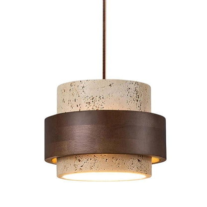 Timothy Wabi Sabi Cylindrical Travertine Pendant Light