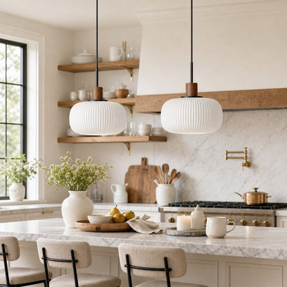 Aetheryn Nordic Ribbed Glass Pendant Lamp