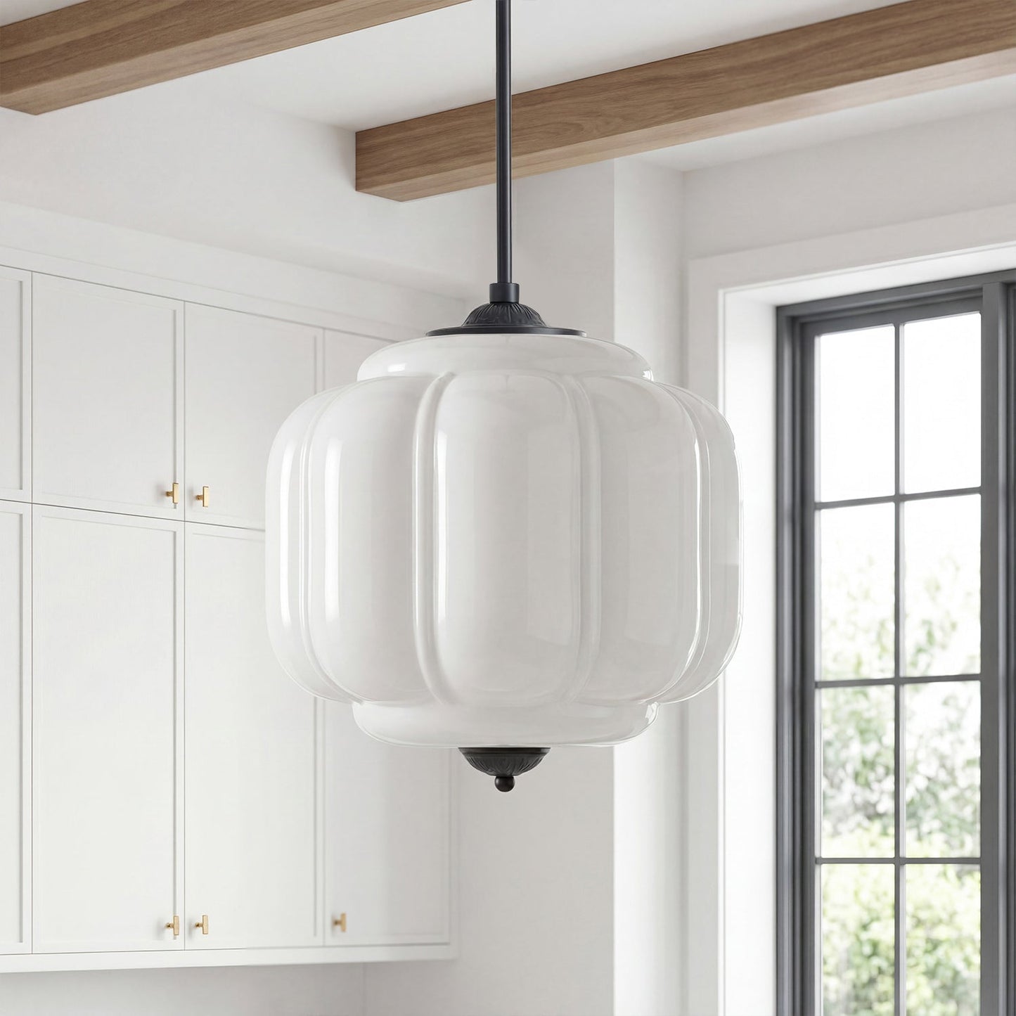 Myric Vintage Milk Glass Oiled Brass Eloise Pendant Light