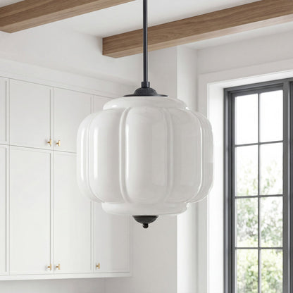 Myric Vintage Milk Glass Oiled Brass Eloise Pendant Light
