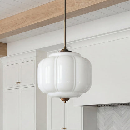 Myric Vintage Milk Glass Oiled Brass Eloise Pendant Light