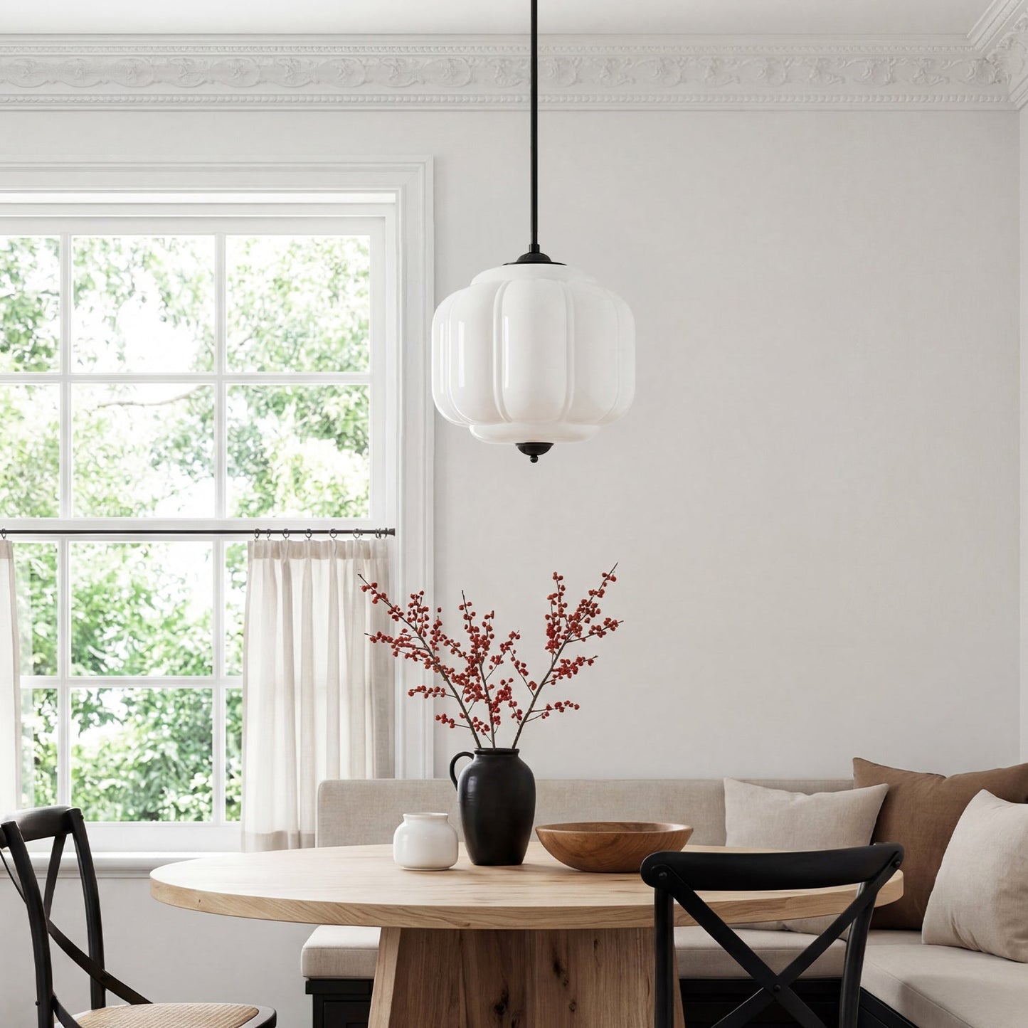 Myric Vintage Milk Glass Oiled Brass Eloise Pendant Light