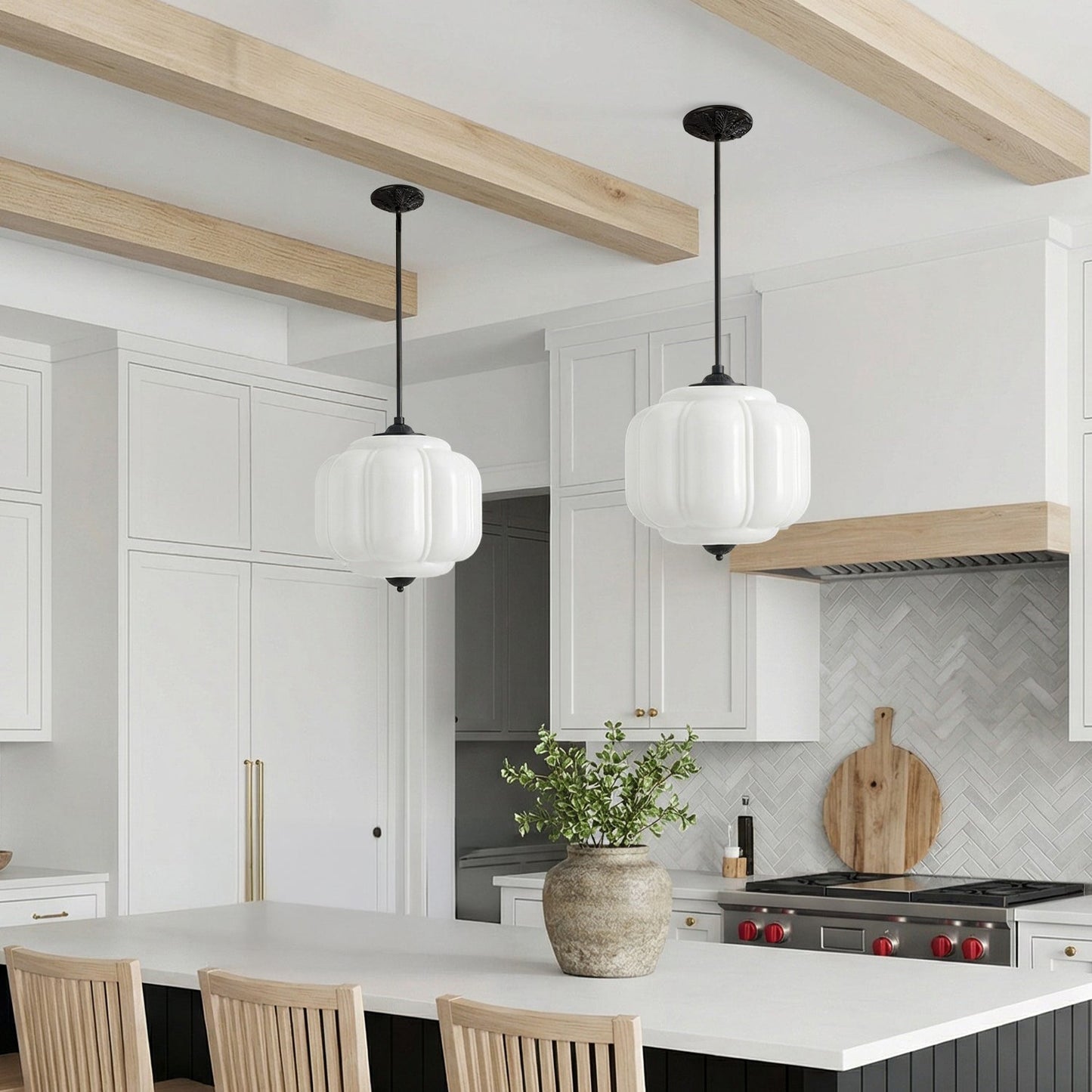 Myric Vintage Milk Glass Oiled Brass Eloise Pendant Light