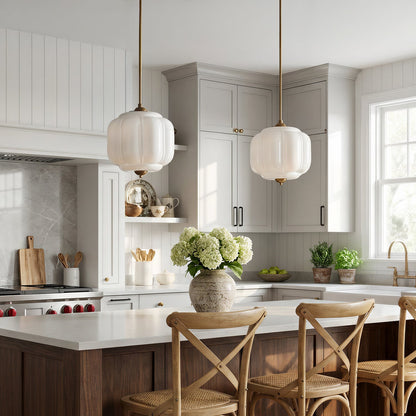 Myric Vintage Milk Glass Oiled Brass Eloise Pendant Light