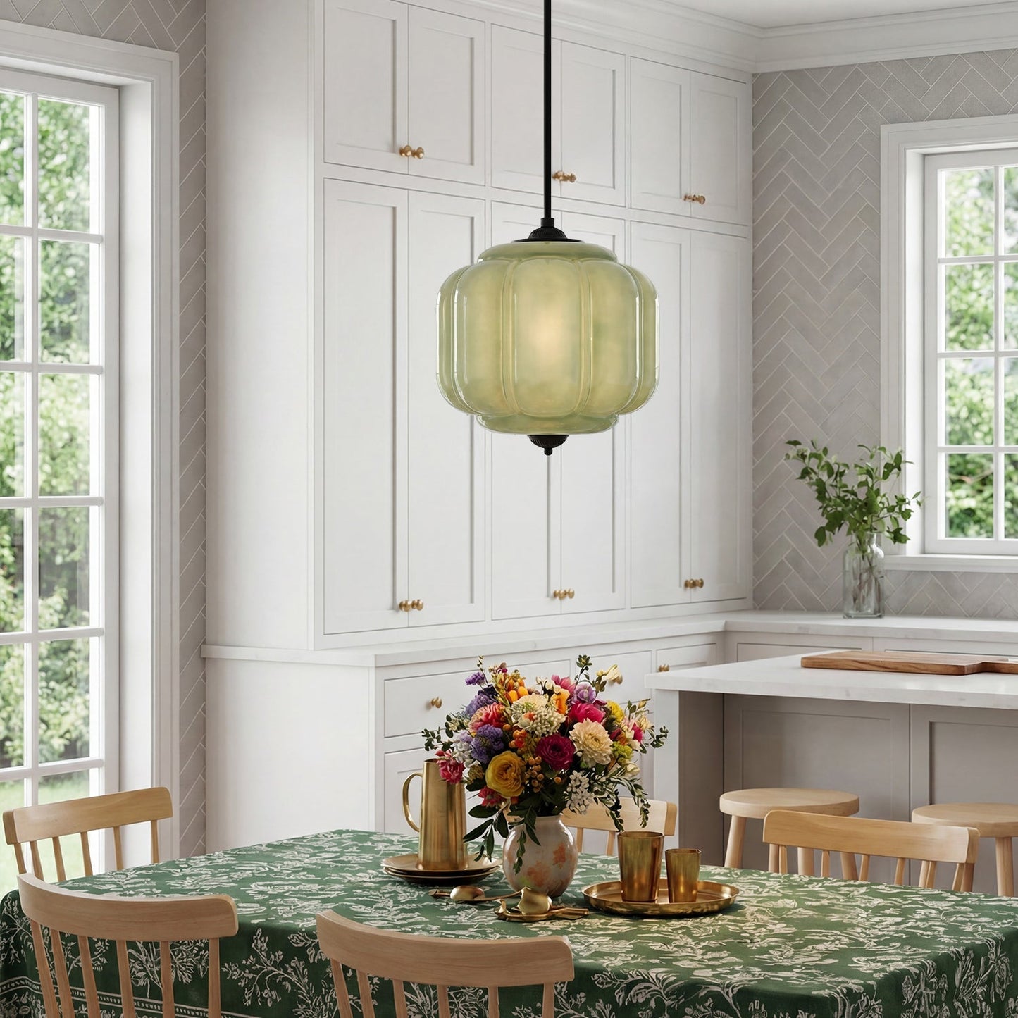 Myric Vintage Milk Glass Oiled Brass Eloise Pendant Light