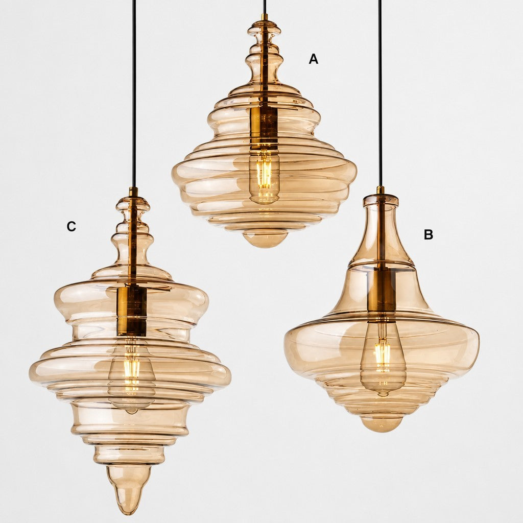 Helix Modern Glass Spool Pendant Light