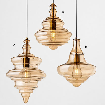 Helix Modern Glass Spool Pendant Light