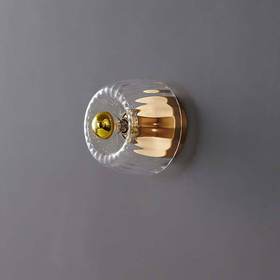 Rynik Mini Glass Sun Shape Full Copper Dual Purpose Flush Mount Light