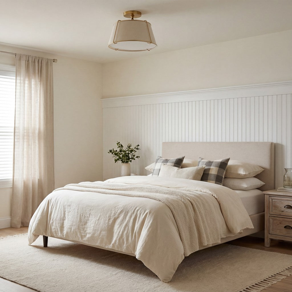 Hesperia Fabric Drum Shade Semi Flush Mount