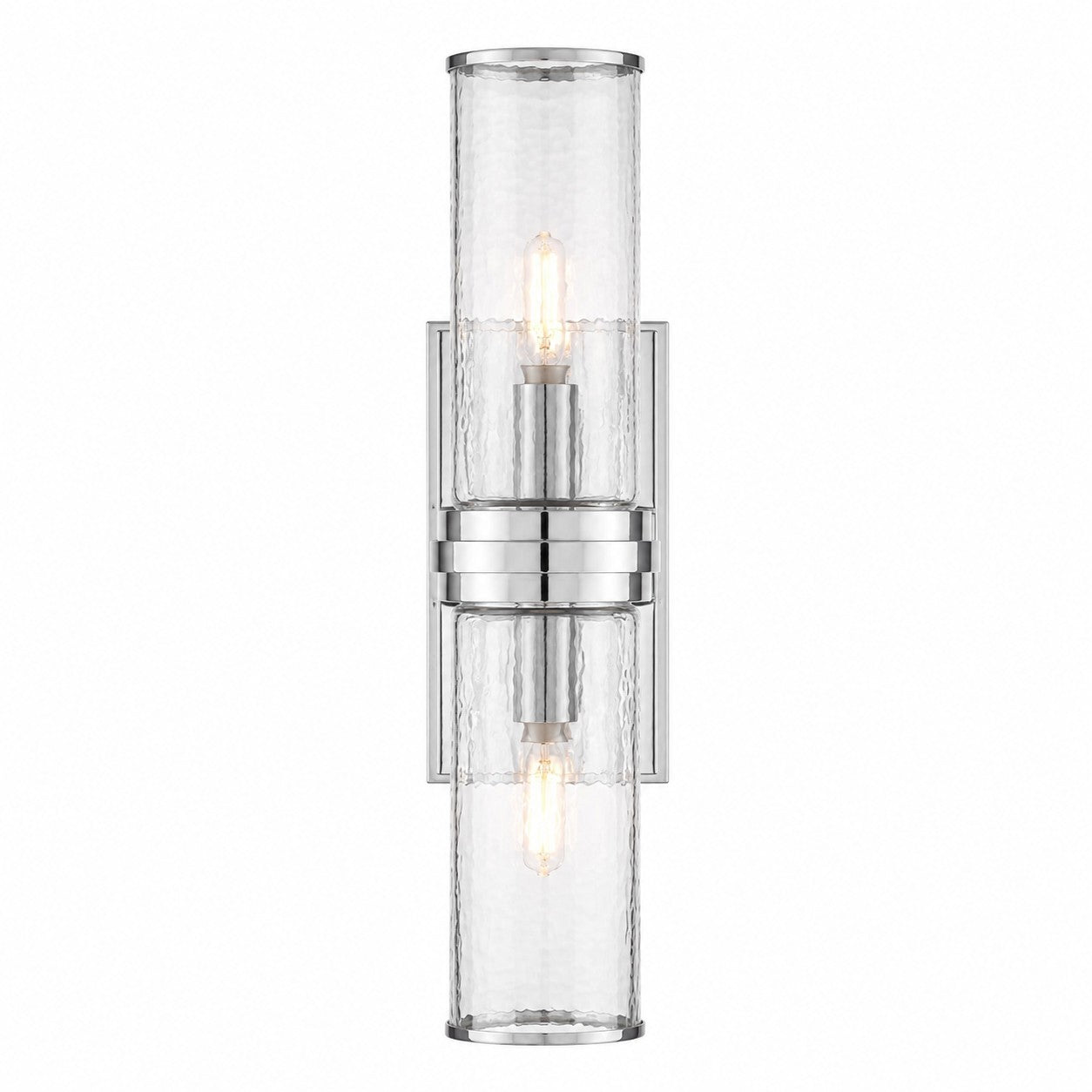 Cora Farmhouse Hammered Glass Double Tube Sconce