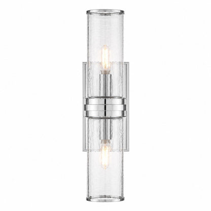 Cora Farmhouse Hammered Glass Double Tube Sconce