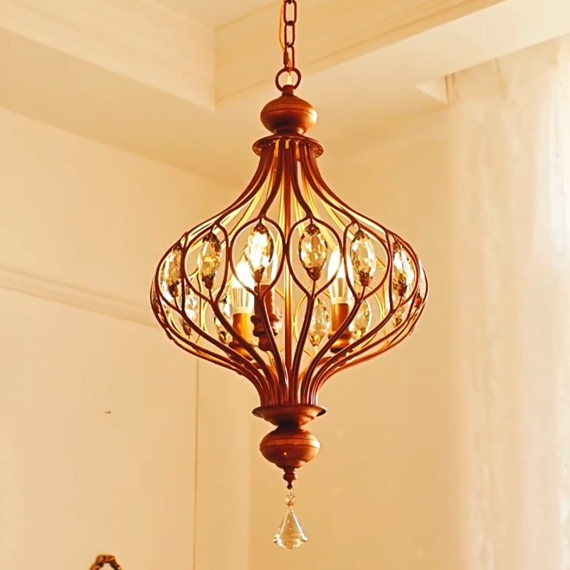 Keir French Luxury Retro Crystal Cage Chandelier