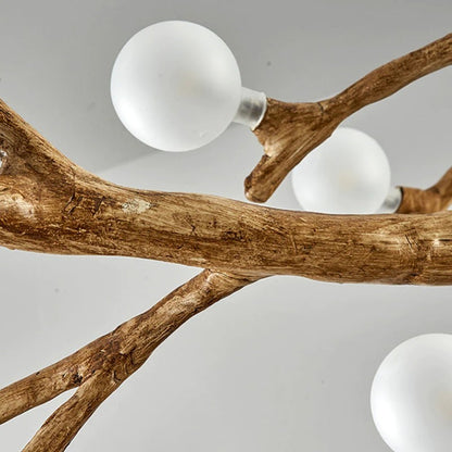 Damian Rustic Tree Branch Chandelier with Bubble Glass Lamp Shades