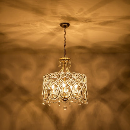 Neve Luxury French Antique Crystal Drum Chandelier
