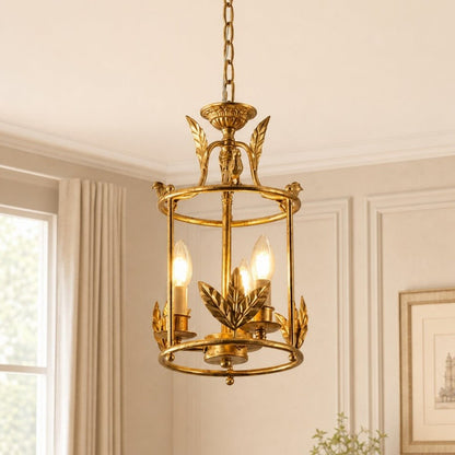 Bailee Vintage Decorative Leaf 3-Light Metal Lantern Pendant Light