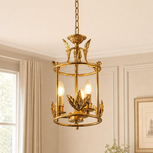 Bailee Vintage Decorative Leaf 3-Light Metal Lantern Pendant Light