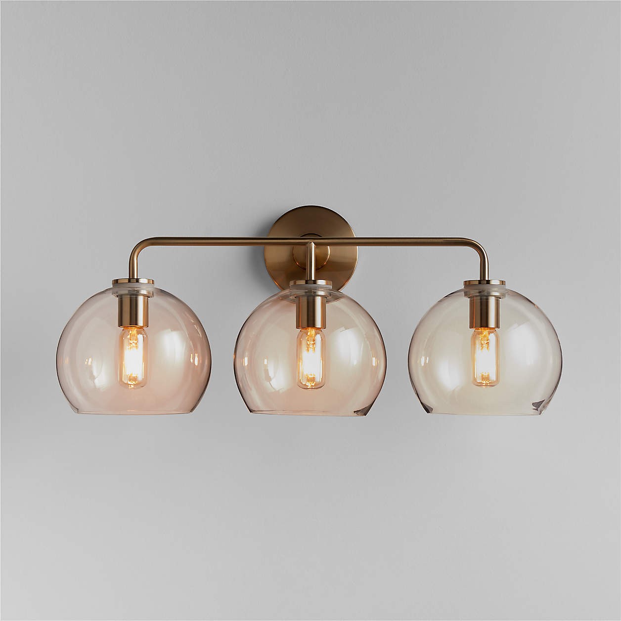 Konig Minimalist 3-Light Round Shade Brass Glass Wall Light