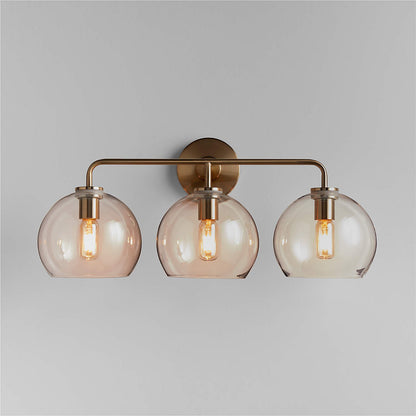 Konig Minimalist 3-Light Round Shade Brass Glass Wall Light