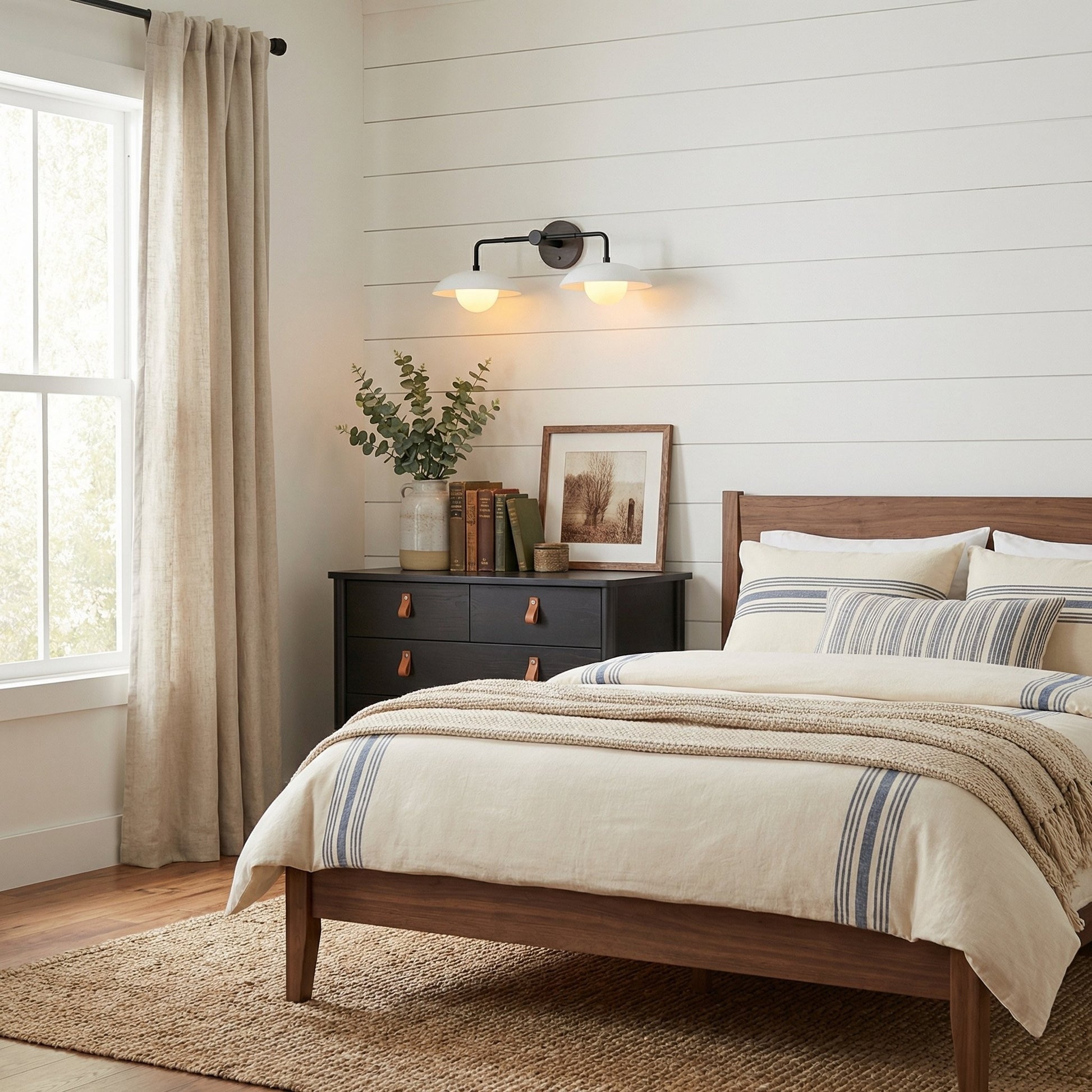 Katya Mid-century Wood Metal Double Dome Wall Sconce