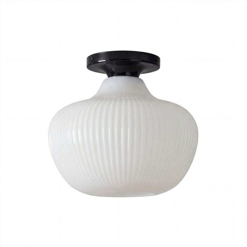 Naiad Rustic Sculptural Ribbed Glass Flush Ceiling Light