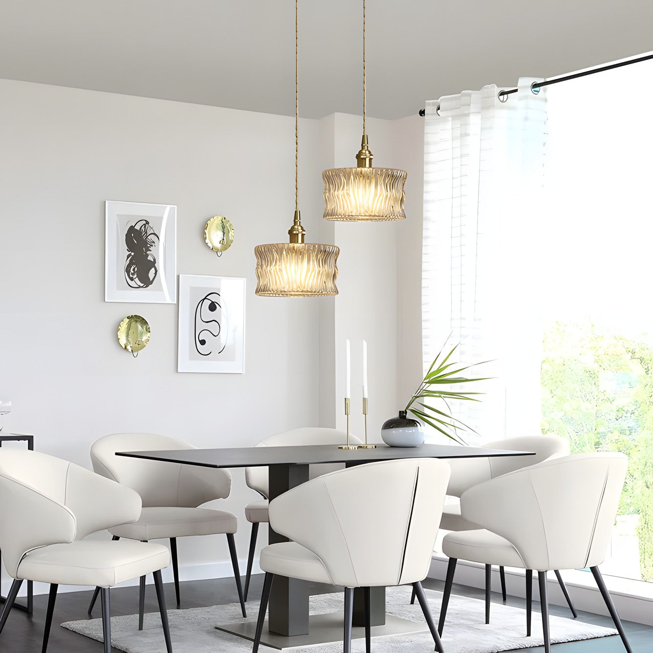 Roslyn Retro Stained Ribbed Glass Pendant Light