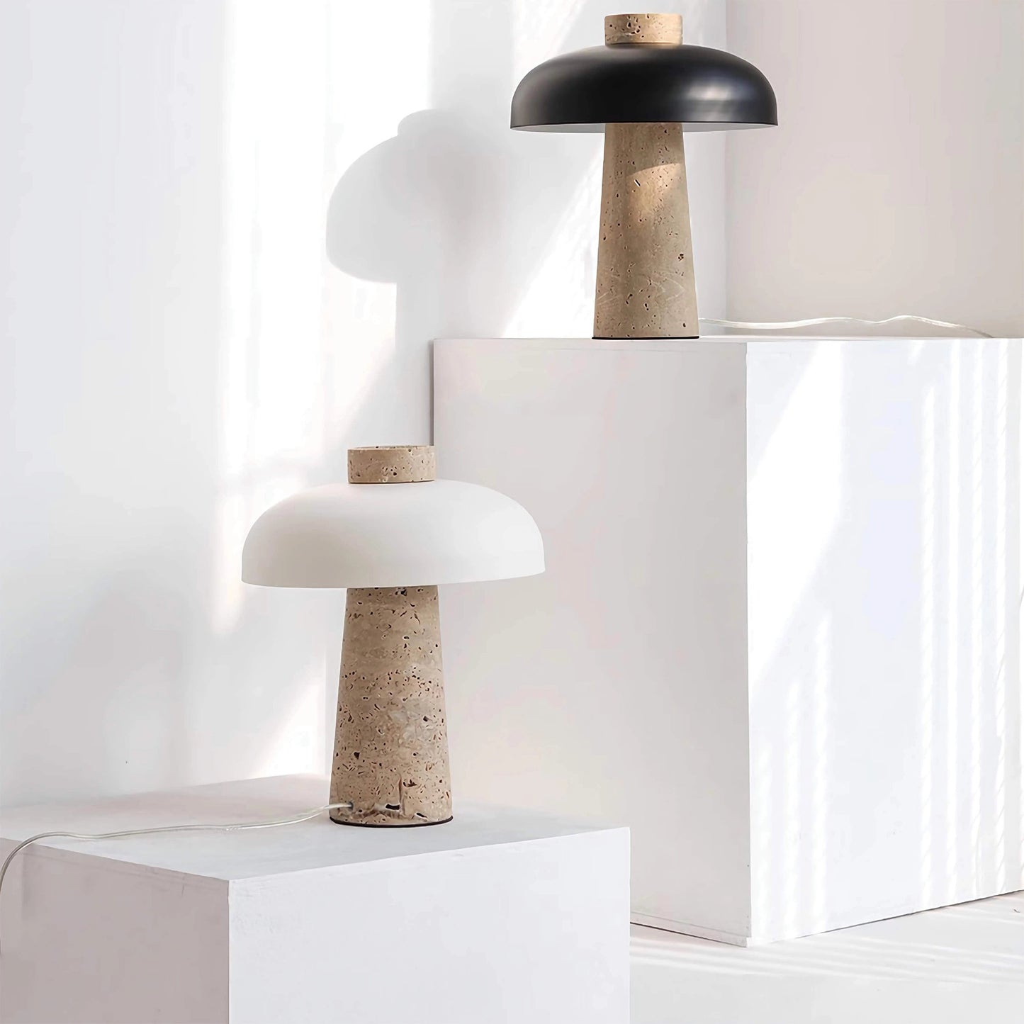 Salma Travertine Mushroom LED Table Lamp