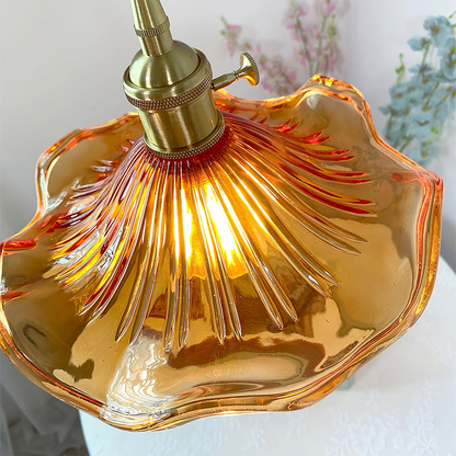 Liliana Retro Hibiscus Flower Glass Shade Pendant Light