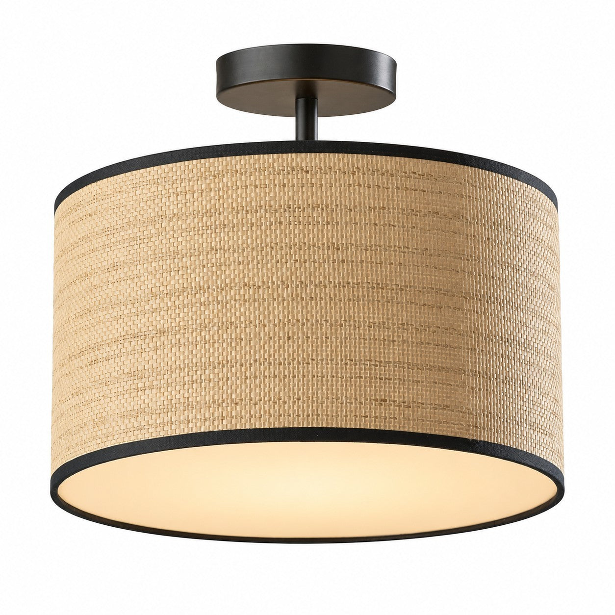 James Rustic Drum Woven Flush Mount Ceiling Light
