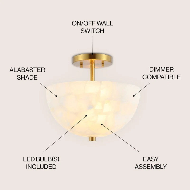 Faeluna Modern Alabaster Round Ceiling Light