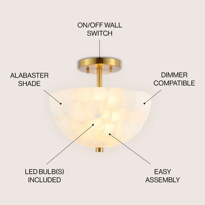 Faeluna Modern Alabaster Round Ceiling Light