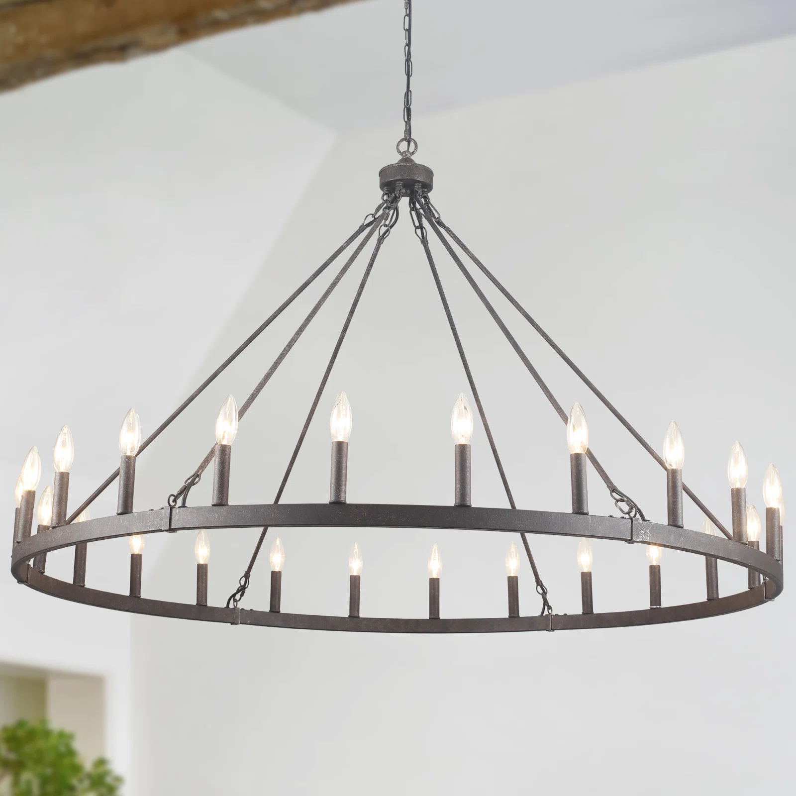 Raeth Farmhouse 24 Lights Wagon Wheel Candle Style Chandelier