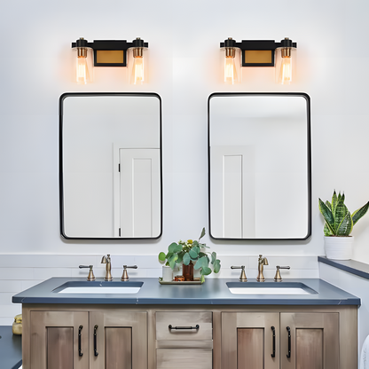 Dyril Modern Matte Black Cylinder Glass Sconce