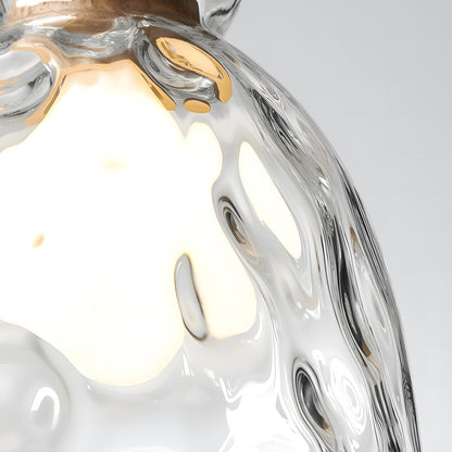 Kethor Mid Century Wood Hammered Glass Dome Pendant Light