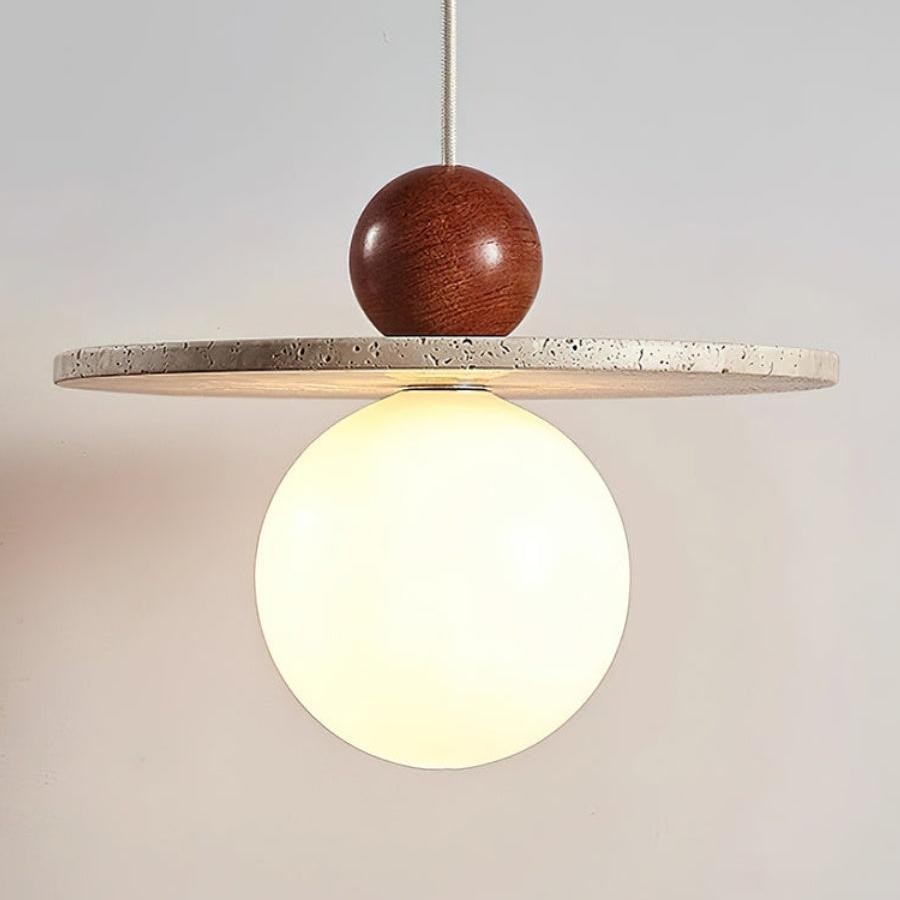 Jeremiah Cream Style Flying Disc Travertine Pendant Light