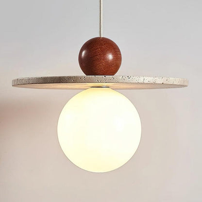 Jeremiah Cream Style Flying Disc Travertine Pendant Light