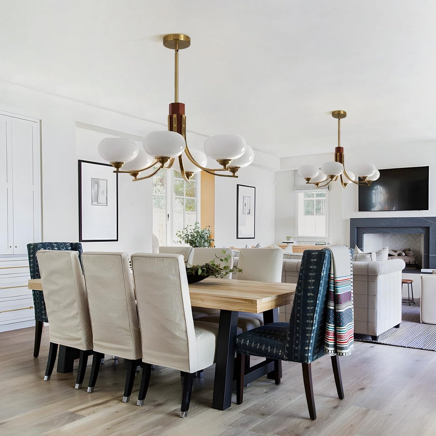 Juino Wood Farmhouse Milk Ball Sputnik Chandelier