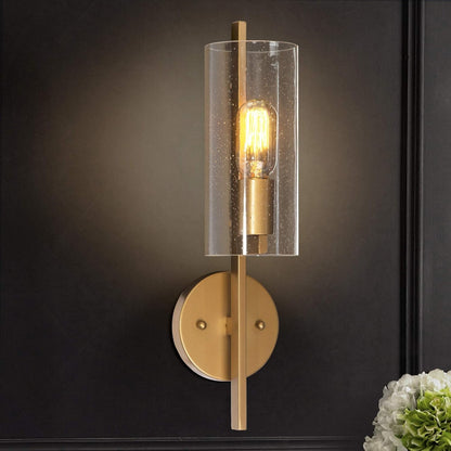 Aldorix Bronze Seedy Glass Cylinder Wall Sconce