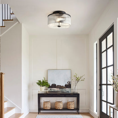 Claude Farmhouse Striped Glass Drum Ceiling Light
