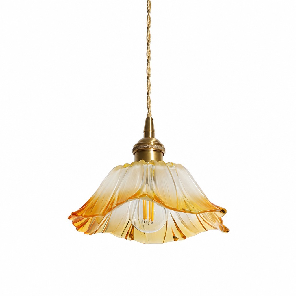 Brion Yellow Glass Flower Single Pendant Light