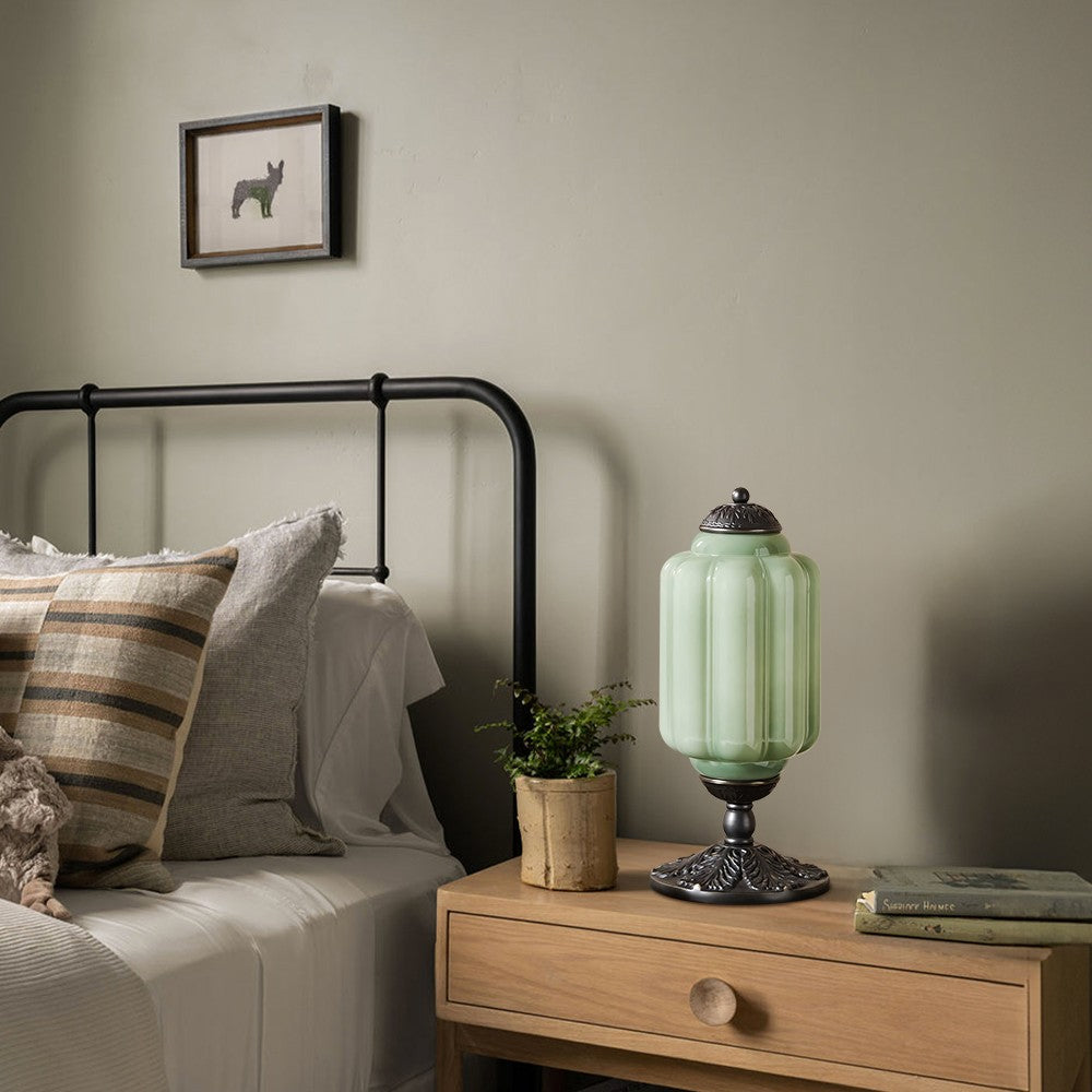 Nexos French Retro Cream Glass Textured Eloise Table Lamp