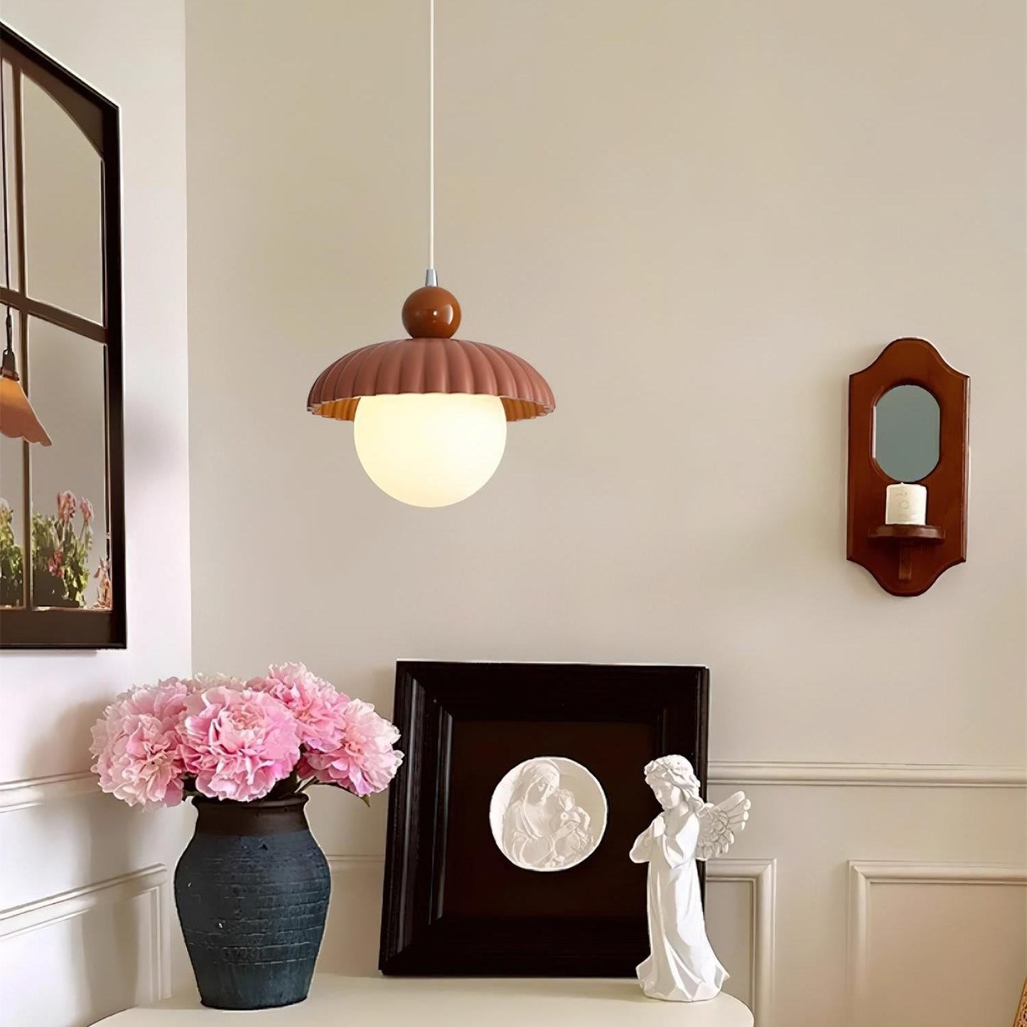 Brynley Cream Style Glass Flower Pendant Light