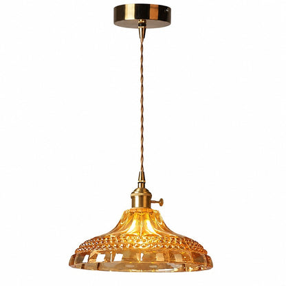 Olyx Amber Textured Glass Pot Lid Pendant Light