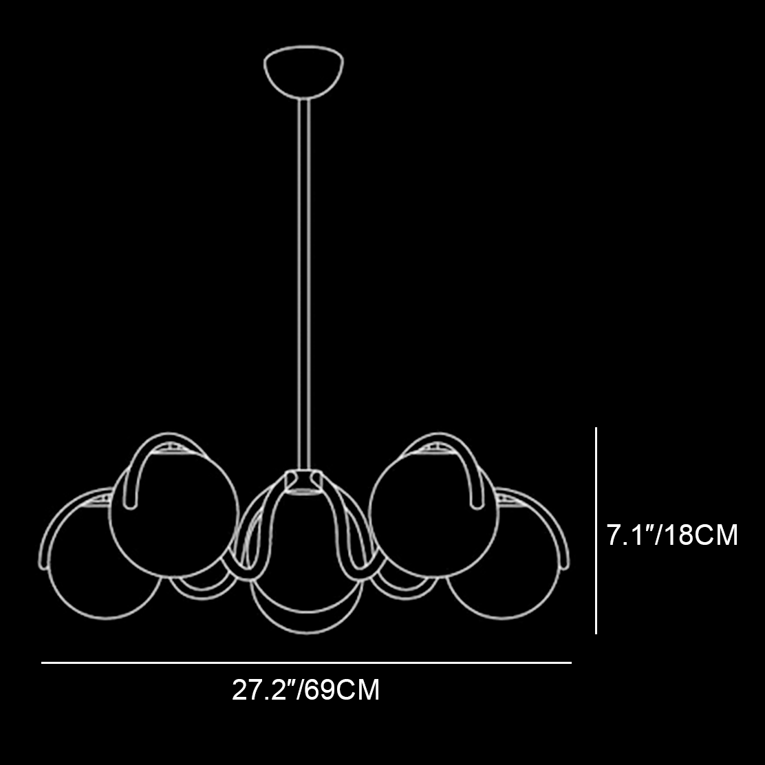 Mian Modern Curve Glass Globe Chandelier