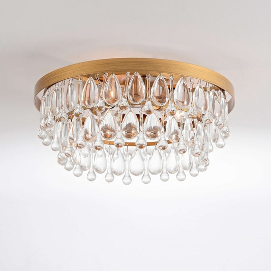 Thalassa Glass Teardrops Crystal Flush Mount Light