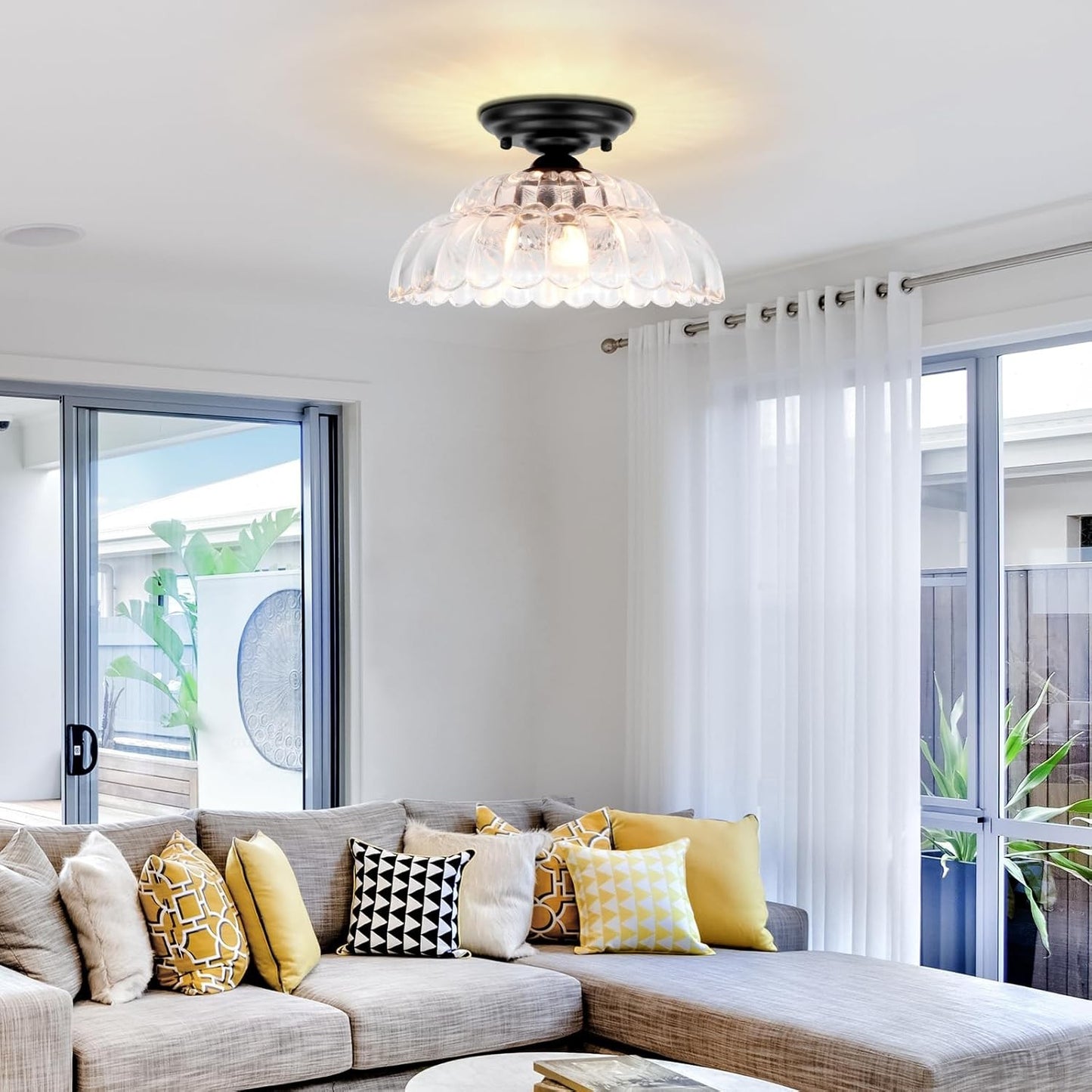 Fyxar Clear Glass Scalloped Flush Mount Light