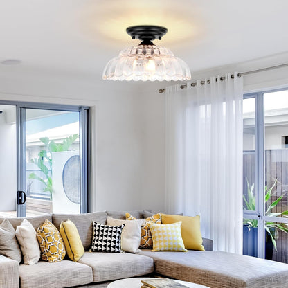 Fyxar Clear Glass Scalloped Flush Mount Light